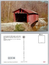 Rolling Stone Covered Bridge Postcard Indiana Putnam County Creek Floyd Mitchell