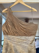 Eliza J Dress Size 10 Taupe Champagne One Shoulder Shimmer Cocktail New W/Tags