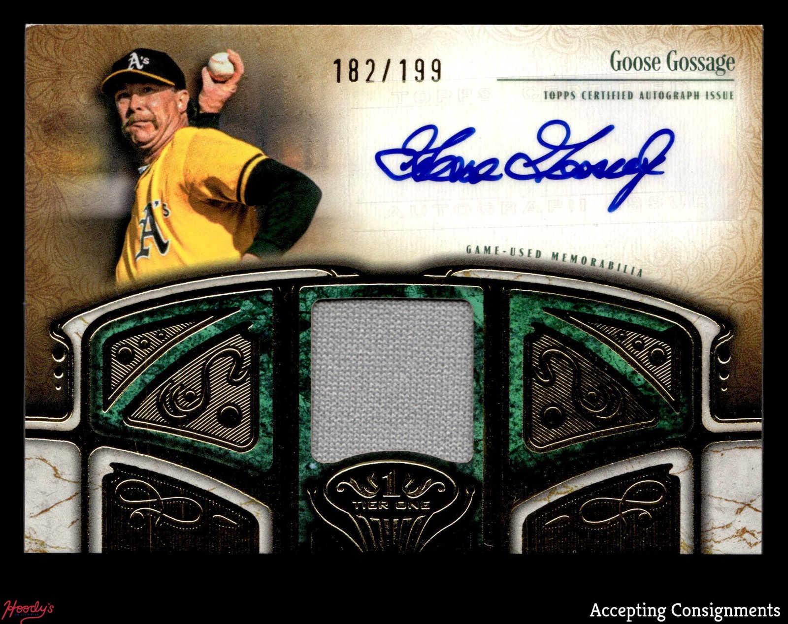 2026 Topps Tier One Autograph Relic Goose Gossage 182/199 GAME USED JERSEY AUTO