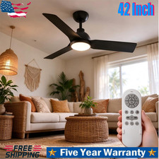 42 Inch Ceiling Fan with Lights LED 6 Speed Remote Control Low Profile Timer