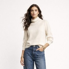 Aritzia Wilfred Cyprie Sweater XXS Ivory 100 Merino Wool Mock Neck Pullover