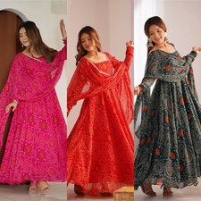 Readymade Bandhani Indian Pakistani Wedding Party Salwar Kameez Anarkali Suits