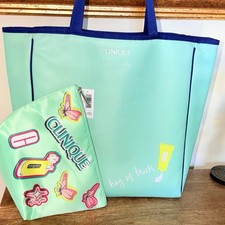 Clinique x Kate Spade Tote Bag  Pouch Set New Mint Green Butterfly Collab Large