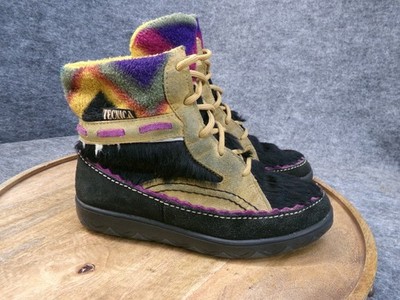 Technica Vintage Fur Boots Size 37 US 7 Black Multicolor Y2K Made in Italy