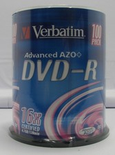 Image of Verbatim DVD-R 4.7GB / 120 Min - Pack of 100. NEW & SEALED.