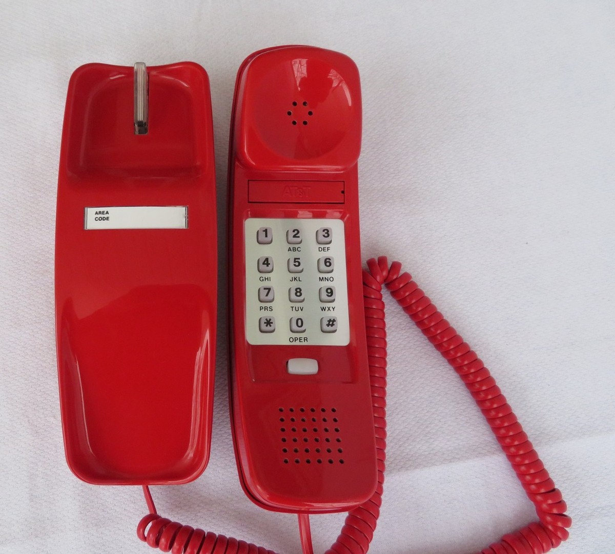 Western Electric bright red Trimline Telephone desk Touch tone
