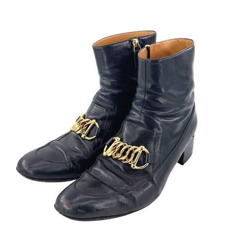 GUCCI Boots Shoes Horsebit EU 43.5 US 10 Leather Black Authentic - Picture 10 of 24