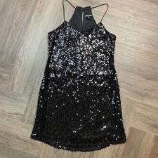 Express Sequin Mini Shift Dress Womens XS Black Party Cocktail Holiday Classy
