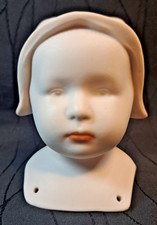 Vintage Porcelain Doll Bust with Floral Bonnet Doll Making Head