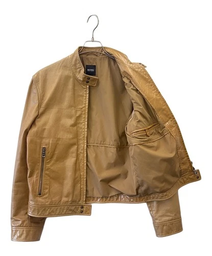 HUGO BOSS Single Leather Riders Jacket Men's Size 48 Brown image 4