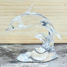 Swarowski Delfin transparent, geschliffenes Glas, gl&auml;nzend, Dekofigur