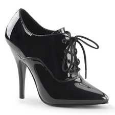 Sale SEDUCE-460 Pleaser Stilettoabsatz High-Heels Oxford Pumps schwarz Lack 40