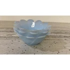 Vintage Fire-King Leaf & Blossom Azurite Blue Milk Glass Bowls – Set of 3