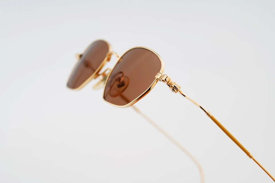 Jean Paul Gaultier 55-8107 8 A, Gafas de sol hexagonales vintage años 90 tintadas marrón dorado Foto 3 de 4