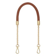 62cm/24.4" PU Leather Braided Purse Strap Brown, Light Gold Buckle 