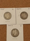 1905-P, 1905-O, 1905-S Silver Barber Quarters, All Good Condition