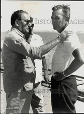 1963 Press Photo Sam Speigel, David Lean & John Palmer on Lawrence of Arabia Set