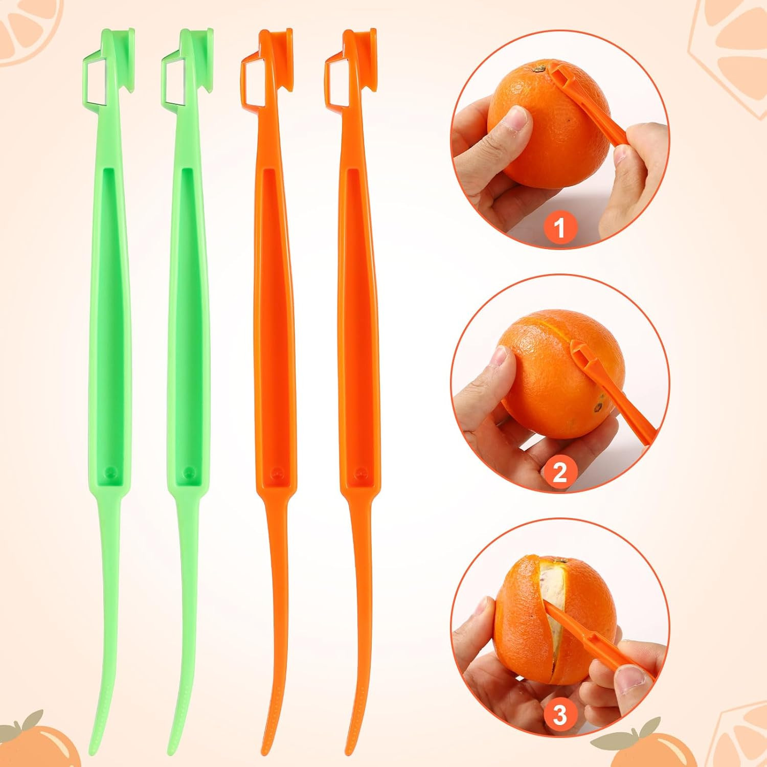 10Pcs Orange Peeler Set, Plastic Orange Peeler Opener Citrus Skin Peelers with L