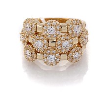 18K Gold Over 925 Sterling Silver Multi Halo Cluster Cocktail Ring