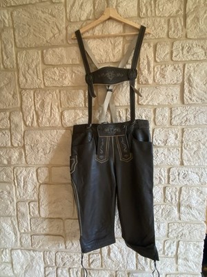 Spieth & Wensky Trachen Lederhose Kurz Herren Gr. 50 Echtleder Nappa Dunkelbraun