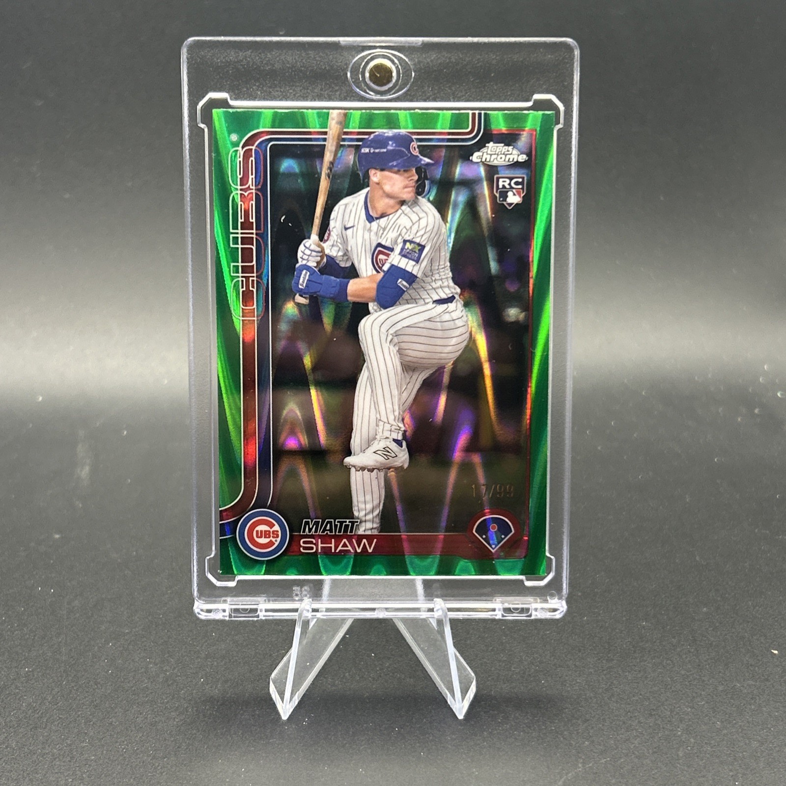 2025 Topps Chrome - Matt Shaw #219 Green RayWave Refractor /99 (RC)