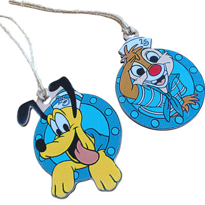 Two Vintage Wooden Disney ''25'' Character Christmas Tree Hanging Ornaments