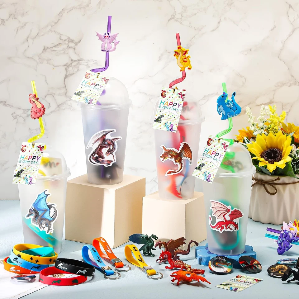 195 Piezas Temática Dragón Fiesta de Cumpleaños Favores Regalo para 18 Personas Incluye Taza con... Foto 3 de 4