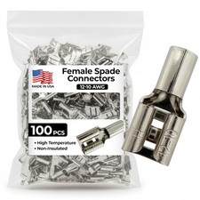 100 Pcs High Temperature Non-Insulated Female Spade Connectors - 12-10 Gauge ...