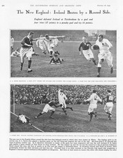 RUGBY Action from England v Ireland at Twickenham - Antique Print 1933