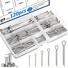 120Pcs Cotter Pins 304 Stainless Steel Cotter Pins Assortment Kit Tractor Pin