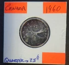 1960 Canada  25 cents -SILVER   UNCIRCULATED with TONING