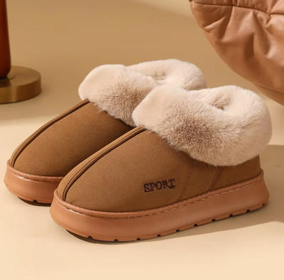 Damen Boots Booties Warm Gefütterte Winterschuhe mit Fell Beige Gr. 36-37 Neu