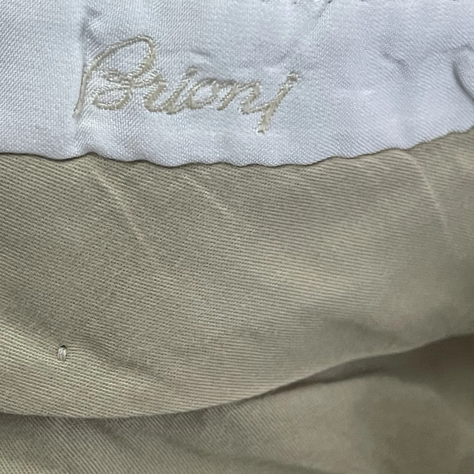 Pantalones Brioni Cannes para hombre 38 (se adapta a 34) beige algodón plisado puños pantalones Foto 3 de 4