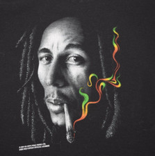 Vintage Band T-Shirt Bob Marley Size S/M Y2K Rasta Colored Smoke c.2004