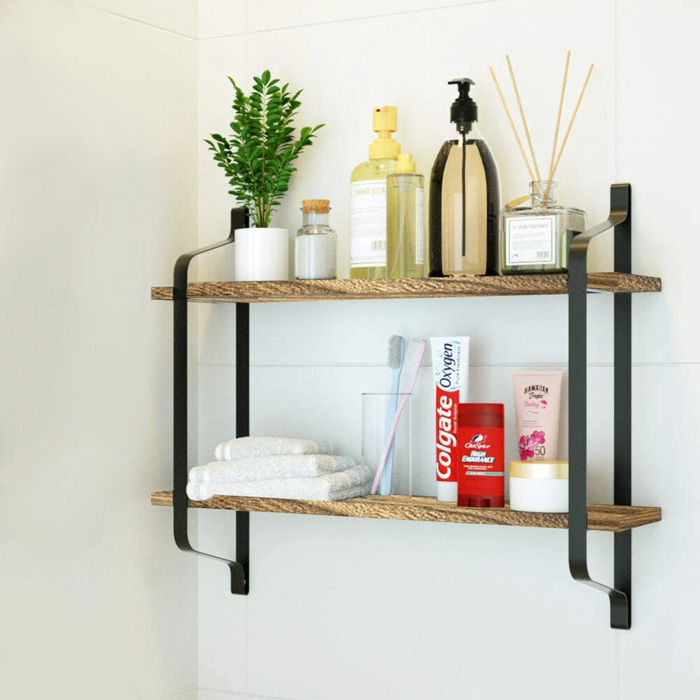 2 Tier Floating Shelf Wall Mount Display Sheves Storage Shelving Unit Bookshelf