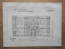 Kent House, Hammersmith, River Elevation -  London - Antique Print - 1915
