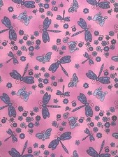 English Collection by David Textiles Inc ; Dragon flies Blue Purple Fabric