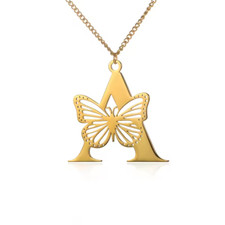 Customized Butterfly Letter Initial Name Necklace Pendant Personalized Jewelry