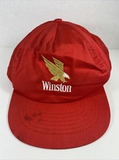 Vintage Winston Cigarettes Gold Eagle Hat Snapback Red Adjustable Cap Vtg