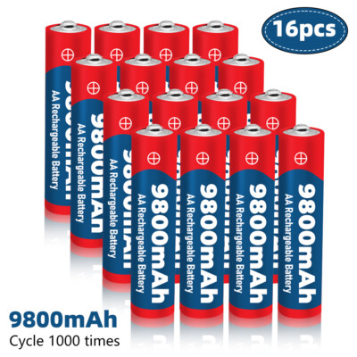 16Pcs 1.5V 9800mAh AA / AAA Rechargeable Batteries LED Light Battery Alkaline US