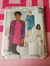 McCalls Pattern 6292 Duster Cardigan Pants Tunic Top Skirt Sizes 20 22 24 UNCUT