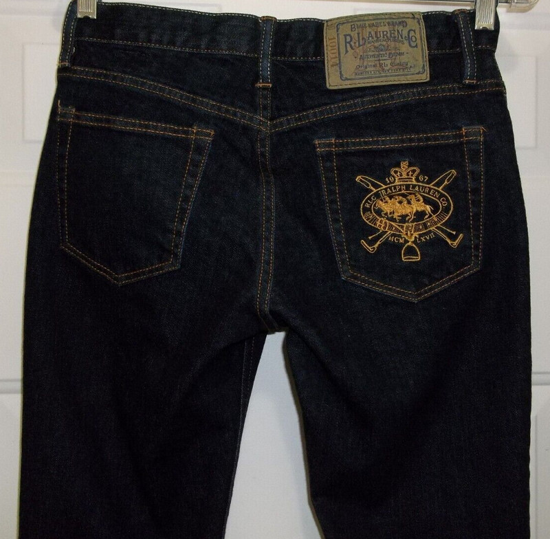 Ralph Lauren Sport Women's Thompson 650 Dark Denim Jeans Embroidered Crest 28x31