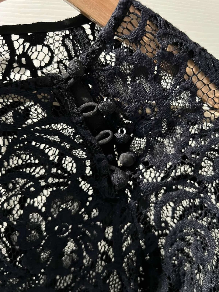 Dolce Vita Women Lond Sleeve Blouse Black Size Small See Through A001788 - Image 4 of 4