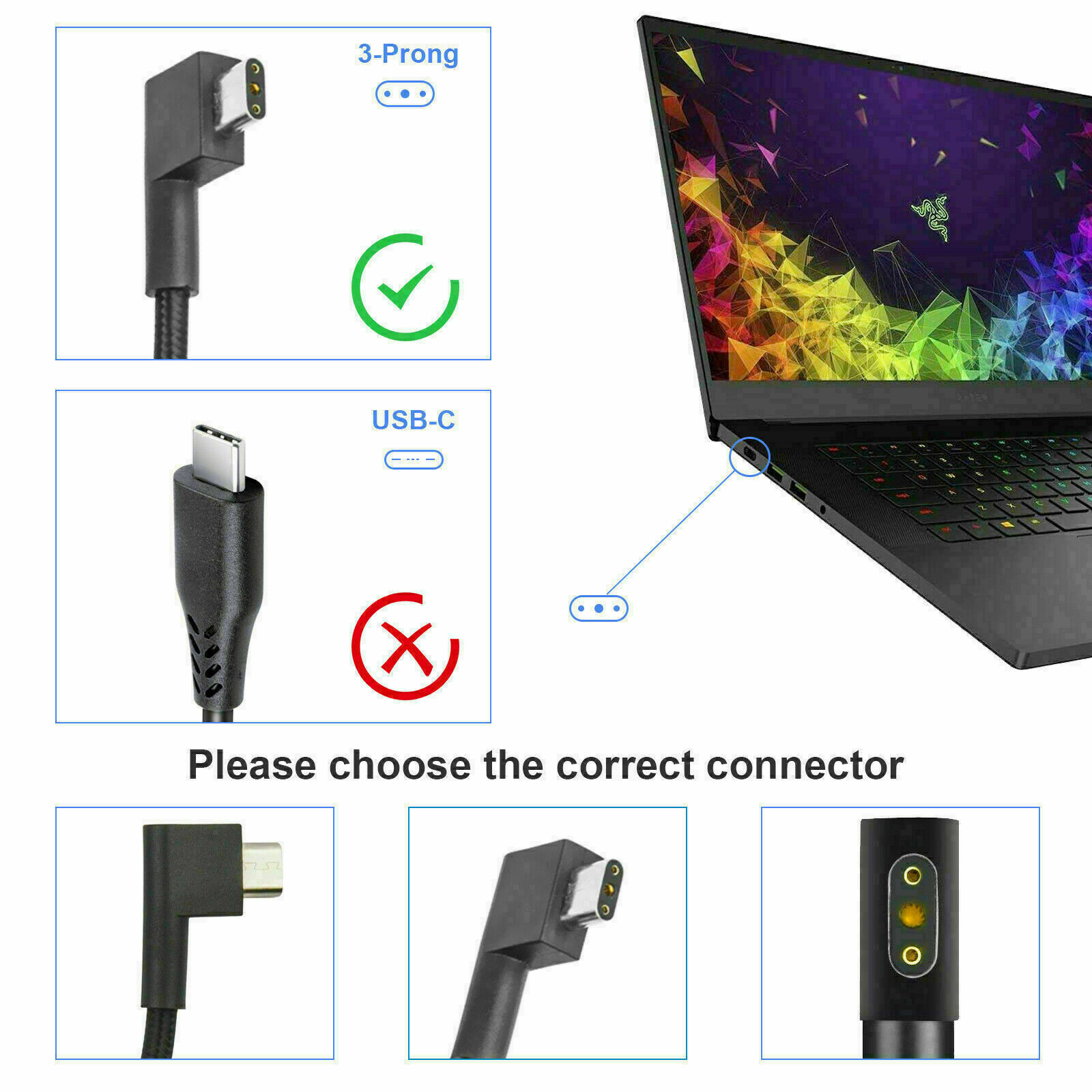 230W Power AC Adapter Charger for Razer Blade Pro 17/4K Laptop Gaming