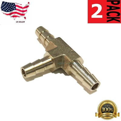 #ad #ad 2pcs 1 4quot; HOSE BARB TEE Brass Pipe 3 WAY T Fitting Thread Gas Fuel Water Air $4.99