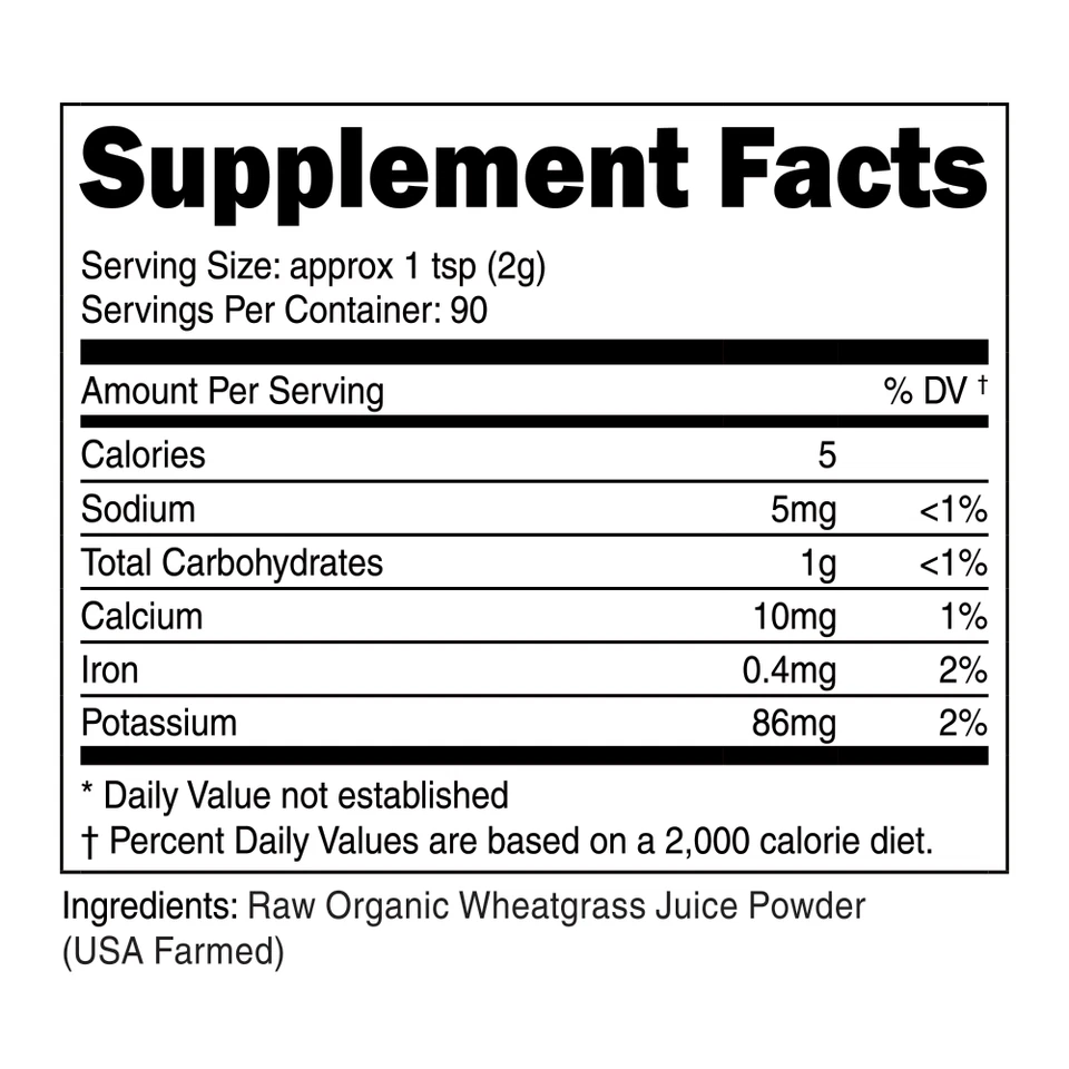 Jugo en polvo de hierba de trigo cultivado en el lecho marino antiguo 100 % orgánico, 90 porciones Foto 2 de 4