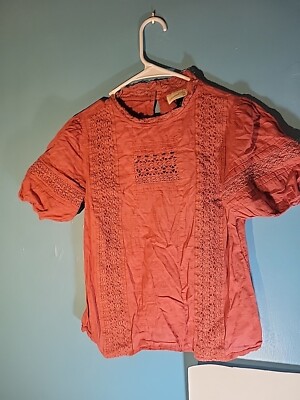 Universal Thread Goods Womens Lace Trim Short Sleeve Blouse Size S