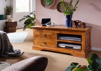 Kolonialstil Tv Board Klein Akazie Holz Massiv Lowboard KabelfüHrung Wohnzimmer