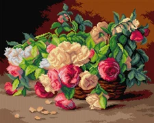 Orchidea Gobelin canvas for halfstitch without yarn after Henri Biva - Roses ...
