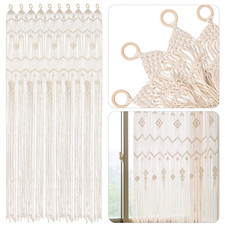 Boho Macrame Window Curtain 83 x 35 in Hand Woven Wall Hanging Wedding Backdrop